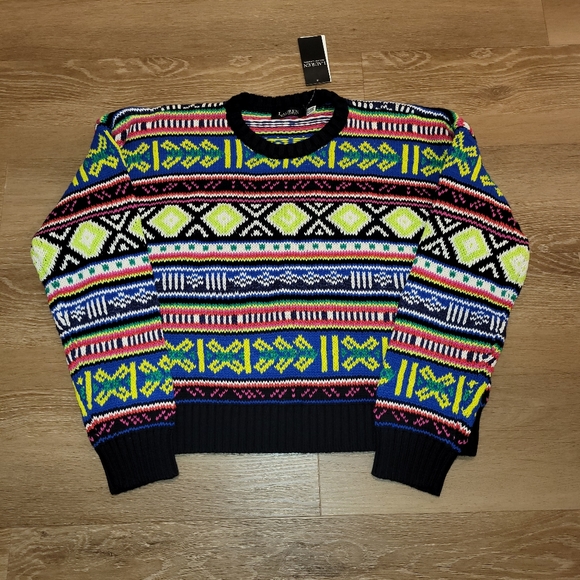 Lauren Ralph Lauren Sweaters - Lauren Ralph Lauren Womens Multi Geo-Motif Cotton-Linen Sweater Size XL New $195